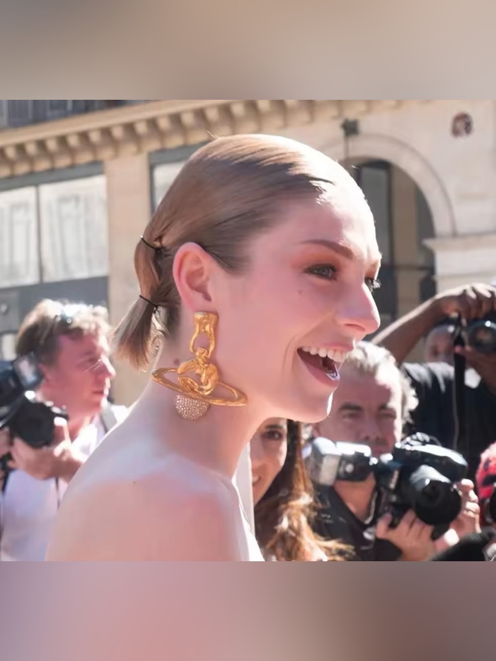 Gold Planet Statement Earrings | Saturn Drop Earrings | Crystal Orb Celestial